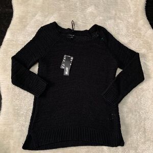 New APT 9 Womens Black Tie Tape Yarn‎ Pullover Sweater Size Small NWT $50